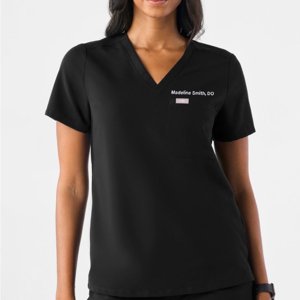 Figs Catarina One Pocket Scrub Top Black